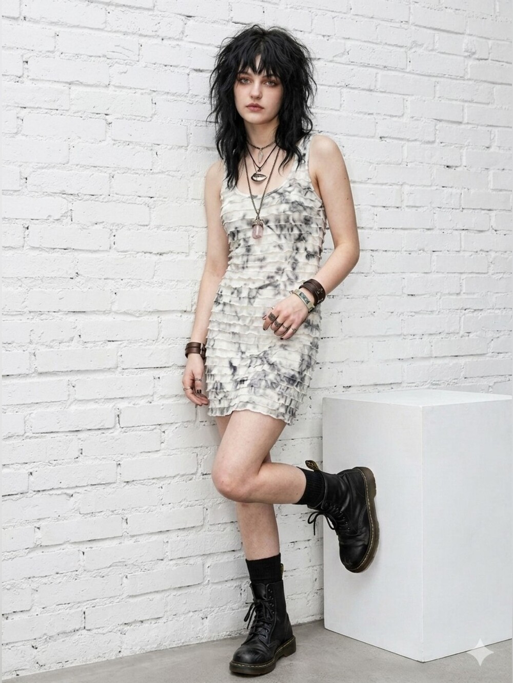 Womens Vtg 90s Y2K Sheer Tiered Ruffle Bodycon Dress M Indie Sleaze Fairy Grunge